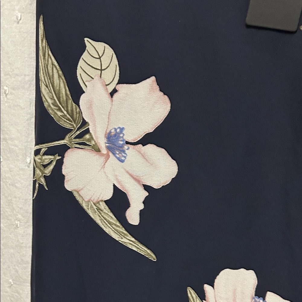 Lulus Dress Small Navy Floral Wrap Bridesmaid Feminine Flirty Romantic Wedding - Picture 6 of 16